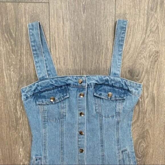 BDG Urban Outfitters Women’s Denim Mini Dress Snap Button Light wash Blue XS - Picture 5 of 16
